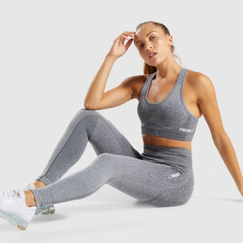 Gymshark Ombre Gray Leggings and Sports Bra Set Size Small